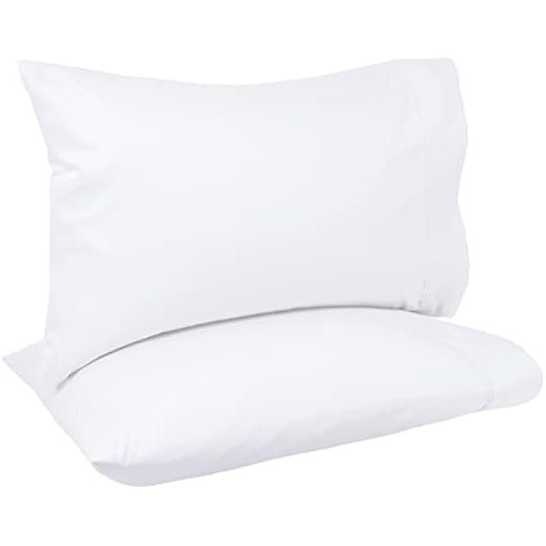 400 Thread Count 100% Cotton Pillowcases, Sateen Weave, Wrinkle Resistant, Standard Size, 20" x 30", White, Set of 2, Pillows Not Included