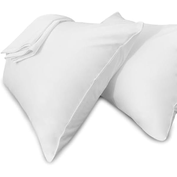 Pillow Cases King Size-100% Cotton Pillowcase Covers with Zipper Hidden, Breathable & Ultra Soft/Pillow Covers for Easy Care,2 Pack/White