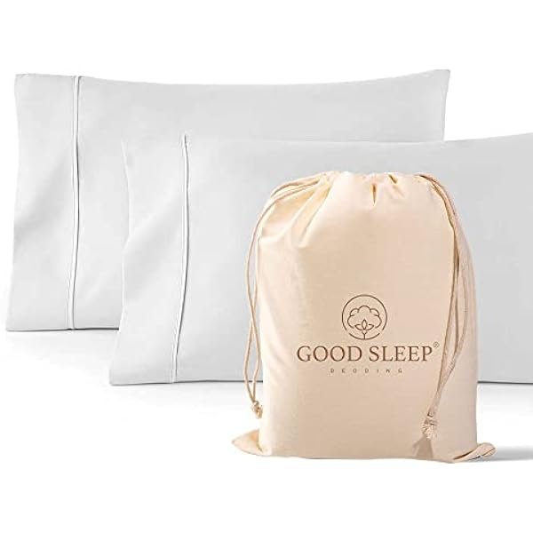 1000 TC White Standard Pillowcases Set of 2 100% Egyptian Cotton Pillow Cases with Long Staple Cotton & Sateen Weave, Silky Soft Hotel - Like Bed Pillow Covers for Comfy Sleeping, Snug Fit