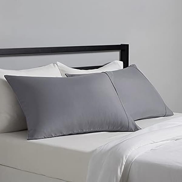 Standard Pillow Cases, Machine Wash, Lightweight Super Soft Microfiber, Dark Gray, 20" x 30", Set of 2, Pillows Not Included