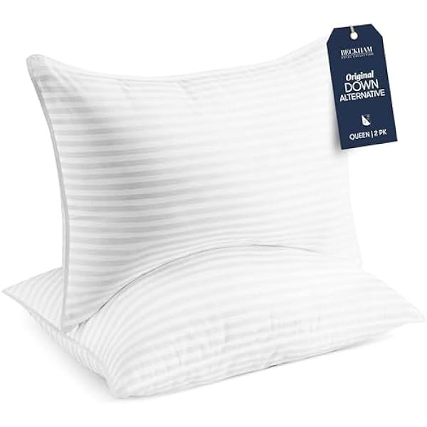 Bed Pillows Standard/Queen Size Set of 2 - Original Soft Down Alternative Pillow for Sleeping - Soft Support for Back, Stomach or Side Sleepers