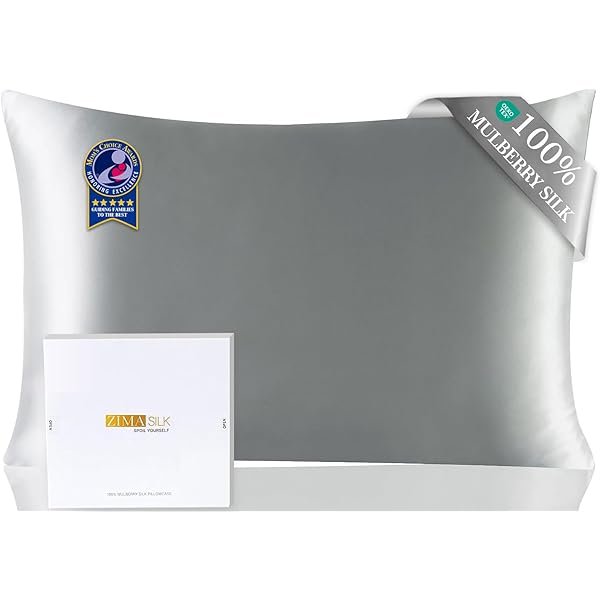 Upgraded 100% 6A Grade Pure Mulberry Silk Pillowcase for Hair and Skin Silk Pillow Cases with Reinforced Hidden Zipper, More Soft & Durable, Gift Box (Standard 20"x26" Grey)