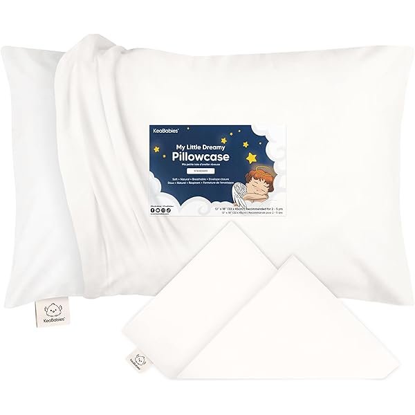 Toddler Pillowcase 13"x18" - Organic Cotton Toddler Pillowcase for Kids, Boys, Girls, Soft & Durable Cotton Cover for Miniature Sleepy Pillows,Cute Colors,Pillow Sold Separately(Soft White)